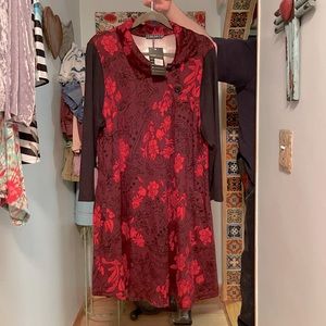 Reborn Ice Silk Dress/Long Tunic in Black and Red Size 2x - NWT